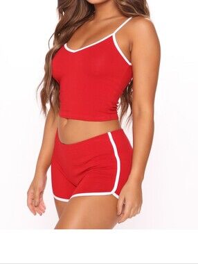 NWT Fashion Nova Nap Dreams PJ Short Set – Red